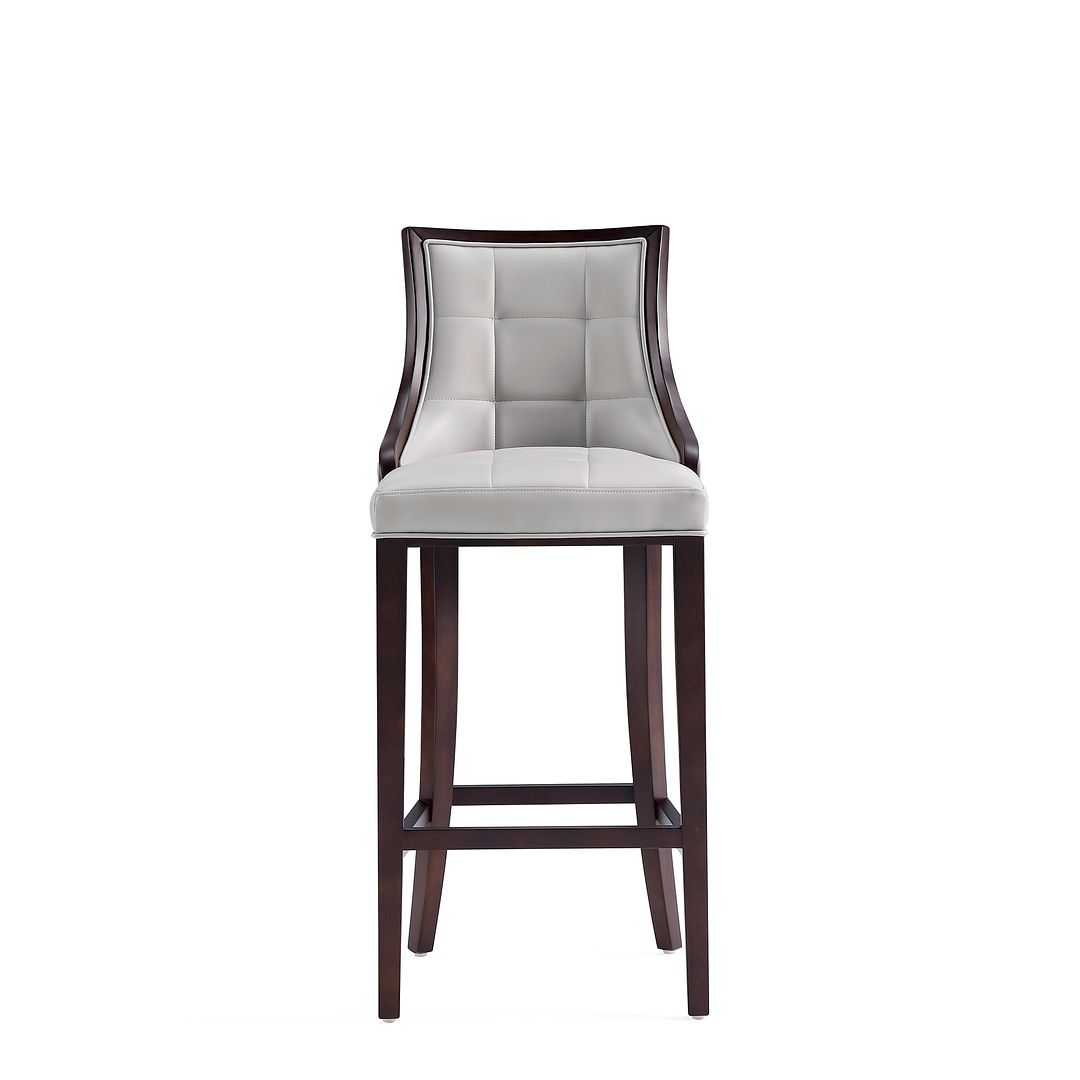 Manhattan Comfort Fifth Avenue Faux Leather Barstool In Light Gray