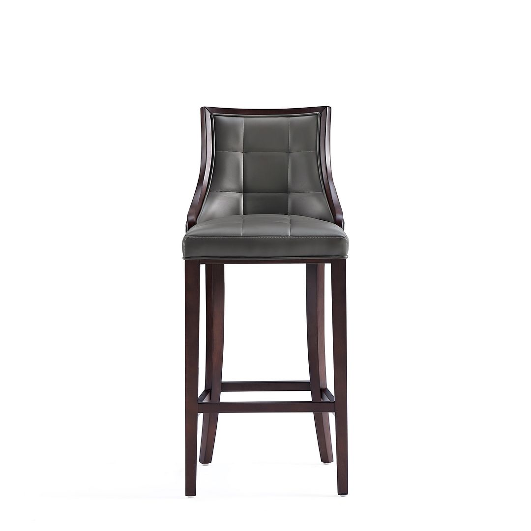 Manhattan Comfort Fifth Avenue Faux Leather Barstool In Pebble Gray