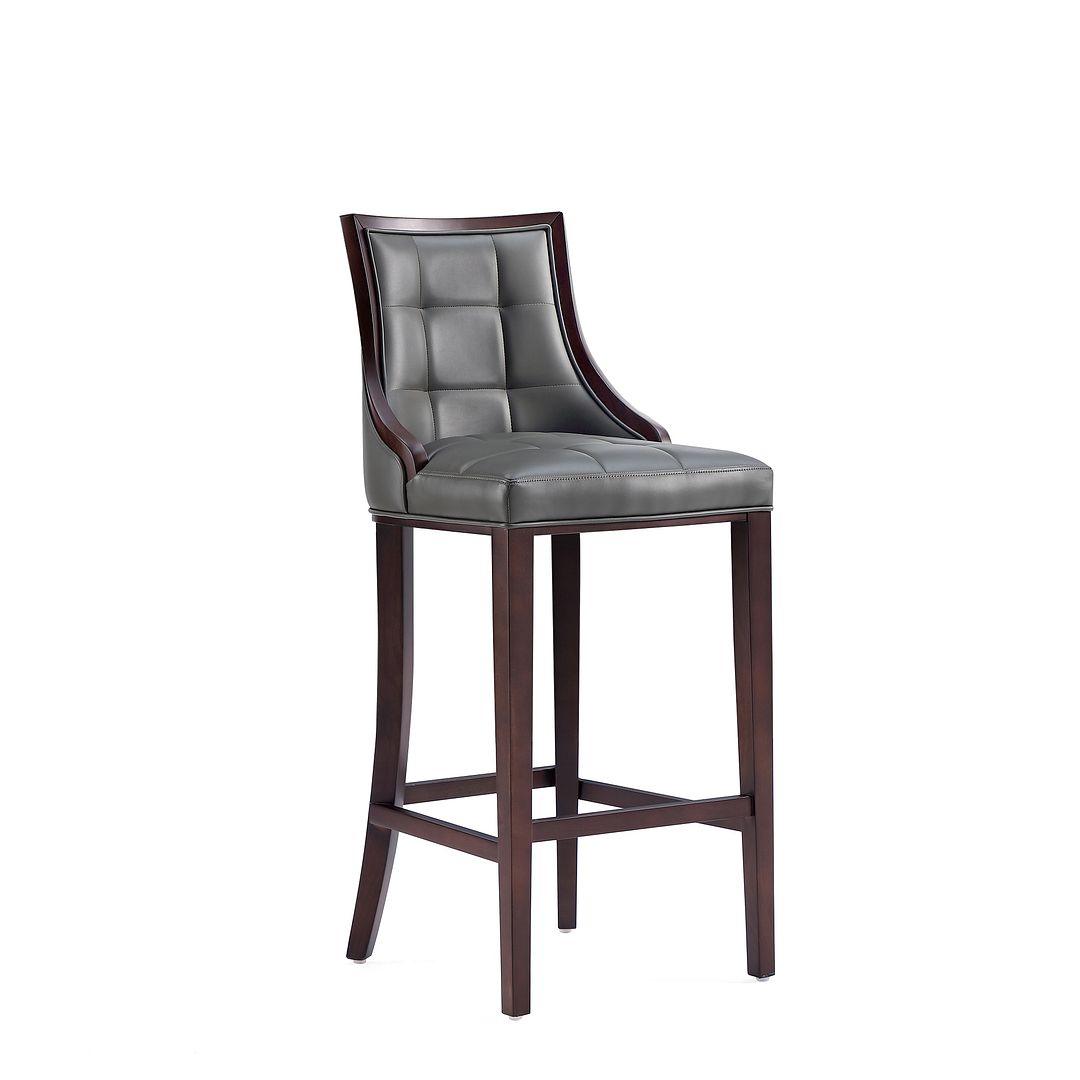 Manhattan Comfort Fifth Avenue Faux Leather Barstool In Pebble Gray