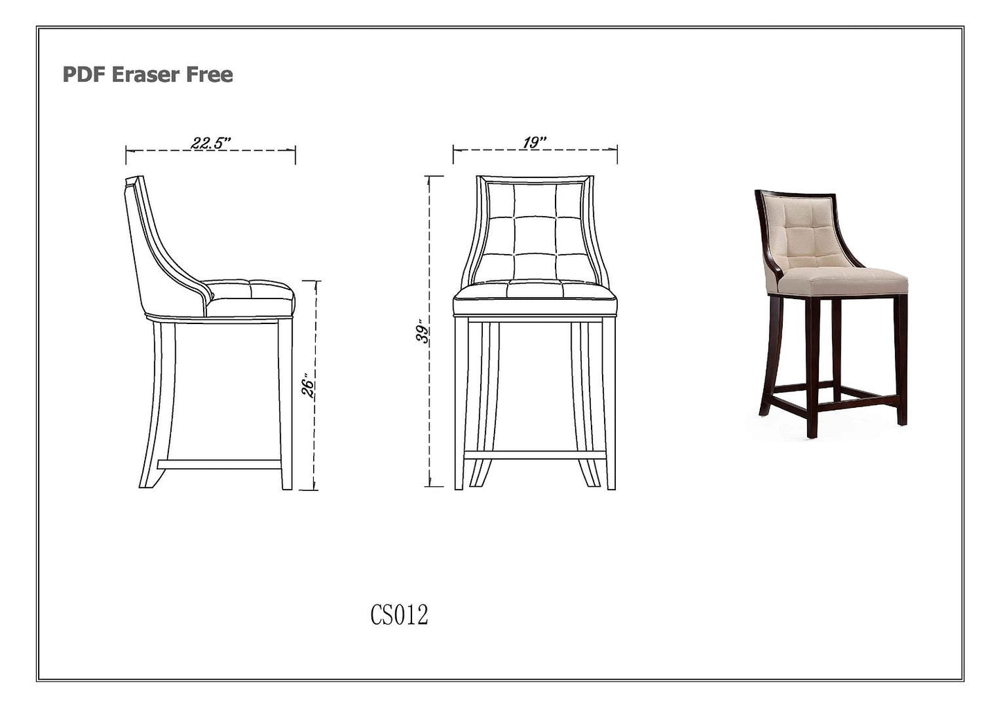 Manhattan Comfort Fifth Avenue Faux Leather Counter Stool In Light Gray