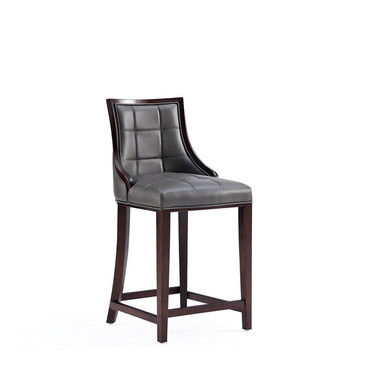 Manhattan Comfort Fifth Avenue Faux Leather Counter Stool In Pebble Gray