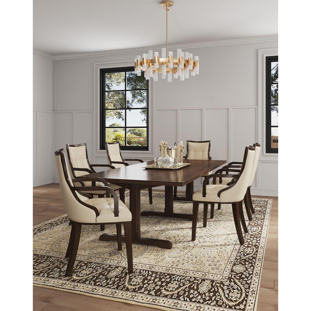 Manhattan Comfort Fifth Avenue Faux Leather Dining Armchair Cream & Walnut