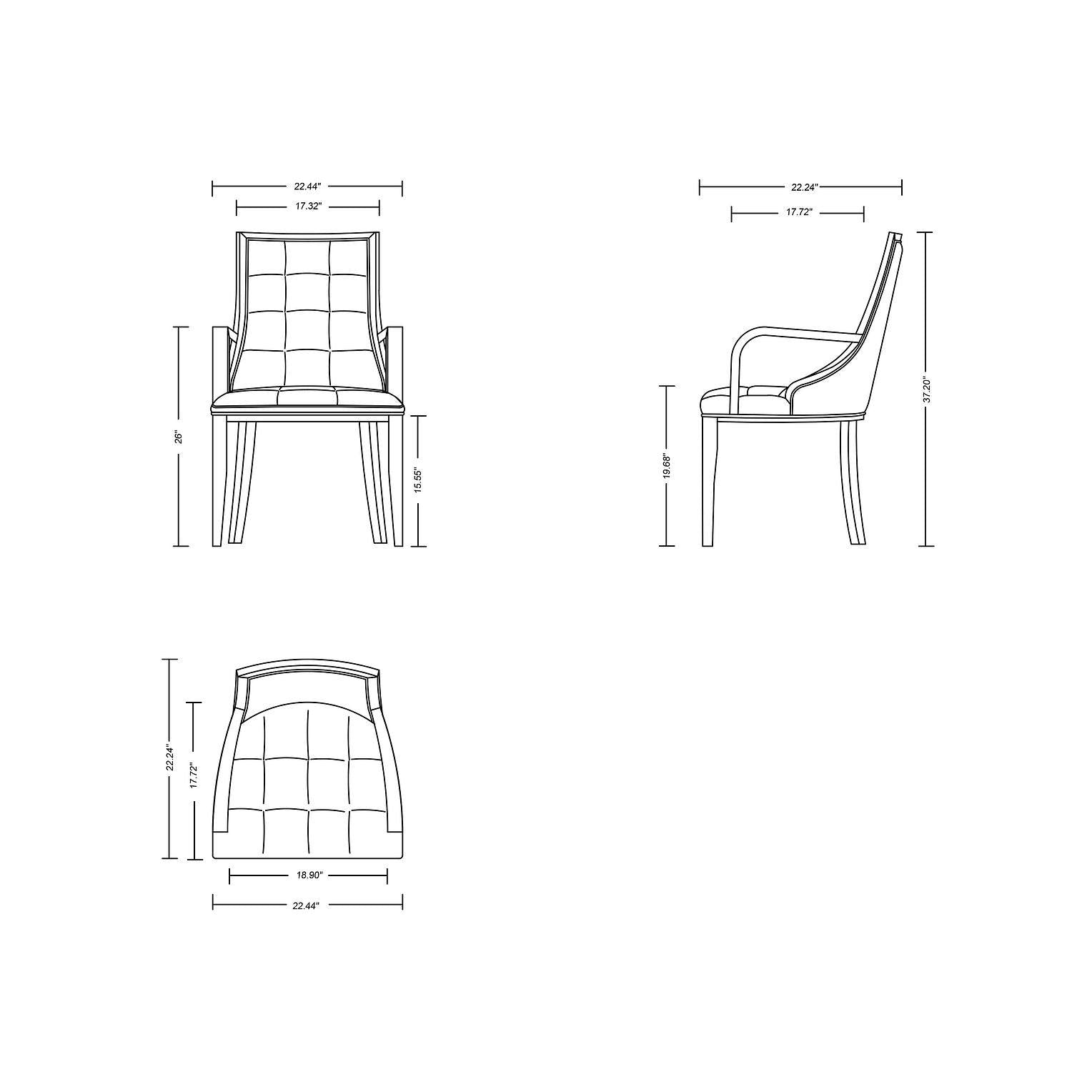 Manhattan Comfort Fifth Avenue Faux Leather Dining Armchair Cream & Walnut