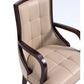 Manhattan Comfort Fifth Avenue Faux Leather Dining Armchair In Tan and Walnut