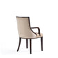 Manhattan Comfort Fifth Avenue Faux Leather Dining Armchair In Tan and Walnut