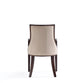 Manhattan Comfort Fifth Avenue Faux Leather Dining Armchair In Tan and Walnut
