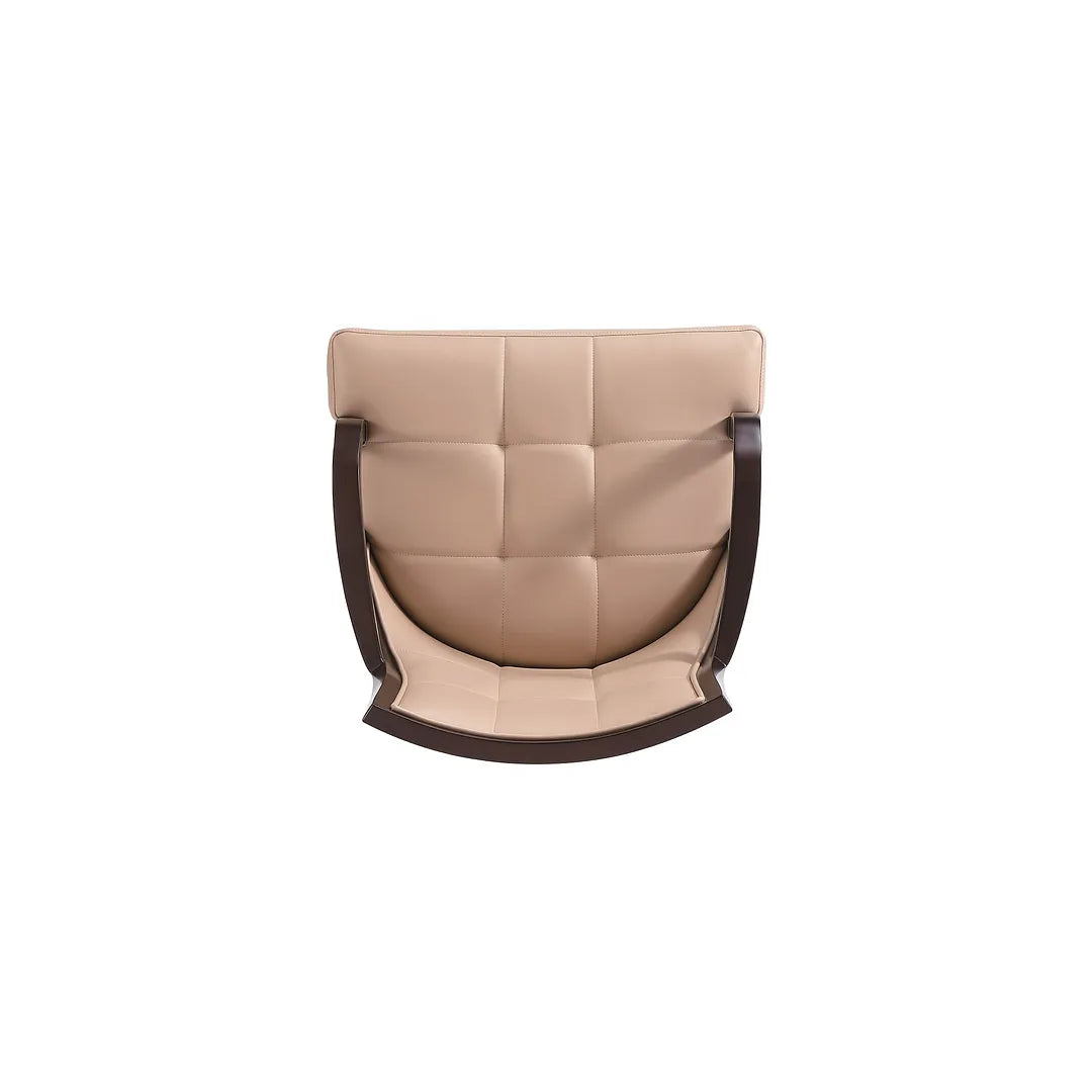 Manhattan Comfort Fifth Avenue Faux Leather Dining Armchair In Tan and Walnut