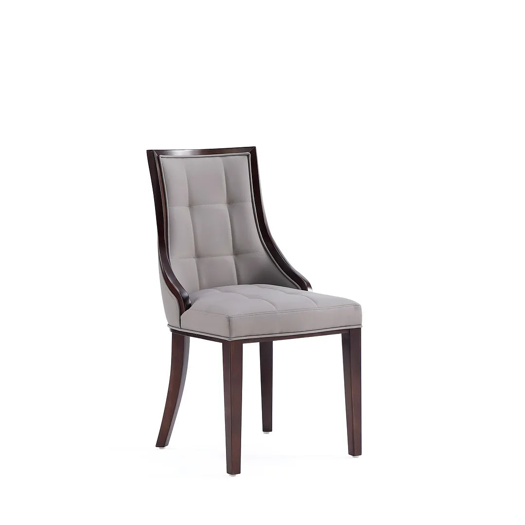 Manhattan Comfort Fifth Avenue Faux Leather Gray & Walnut Dining Chairs In A Set Of 2