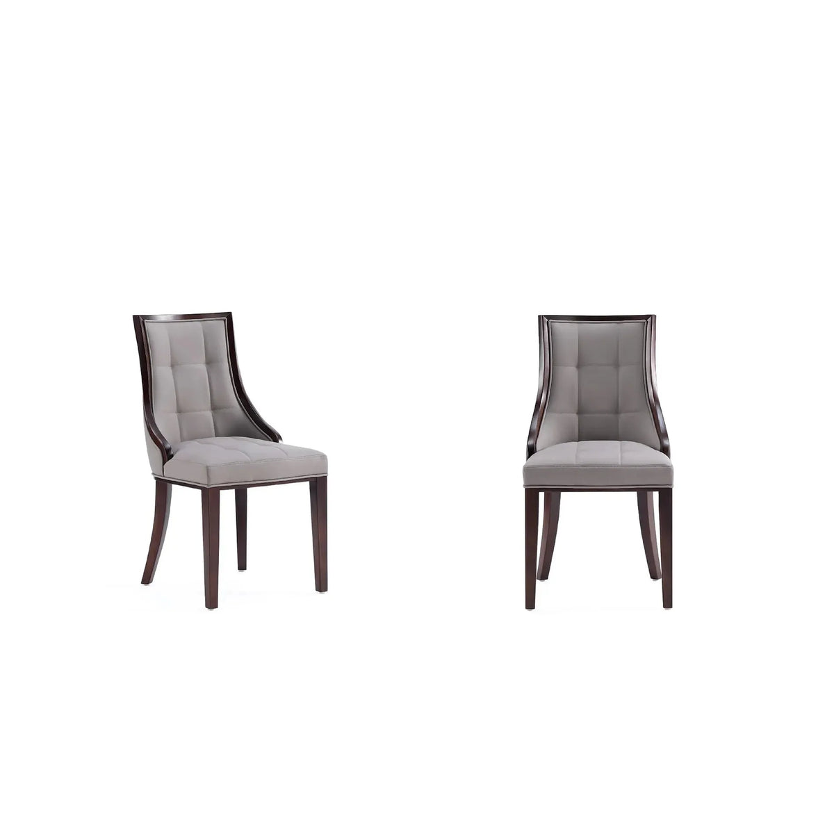Manhattan Comfort Fifth Avenue Faux Leather Gray & Walnut Dining Chairs In A Set Of 2