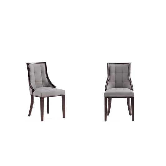 Manhattan Comfort Fifth Avenue Faux Leather Gray & Walnut Dining Chairs In A Set Of 2