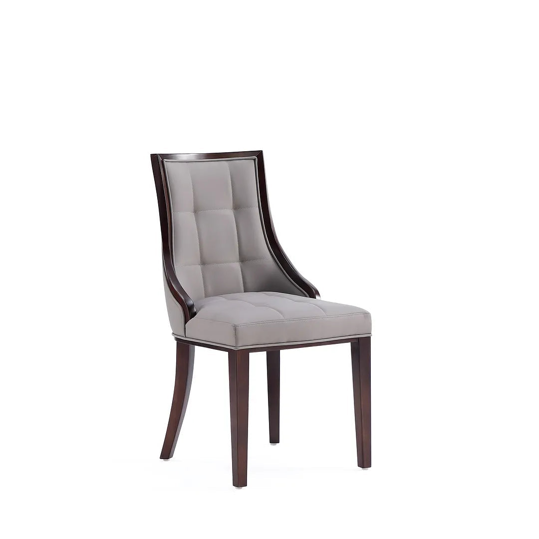 Manhattan Comfort Fifth Avenue Faux Leather Gray & Walnut Dining Chairs In A Set Of 4