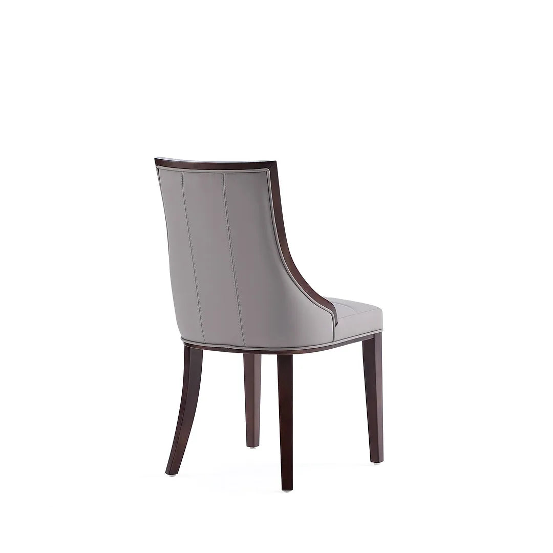 Manhattan Comfort Fifth Avenue Faux Leather Gray & Walnut Dining Chairs In A Set Of 4