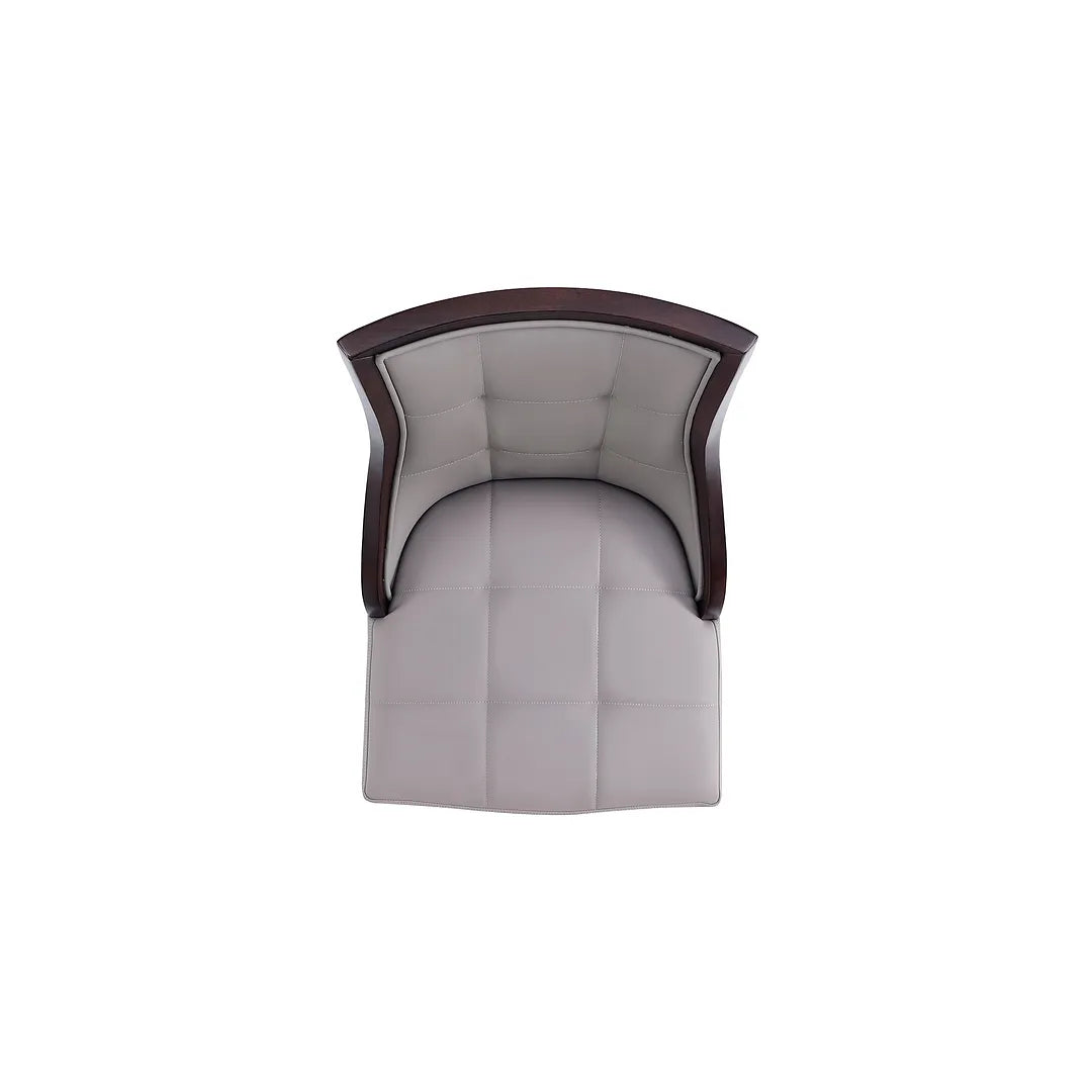 Manhattan Comfort Fifth Avenue Faux Leather Gray & Walnut Dining Chairs In A Set Of 4