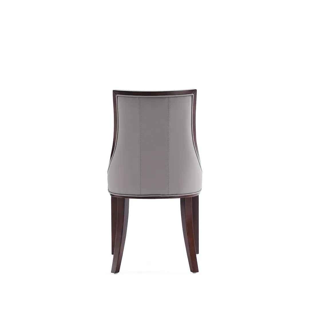 Manhattan Comfort Fifth Avenue Faux Leather Gray & Walnut Dining Chairs In A Set Of 4