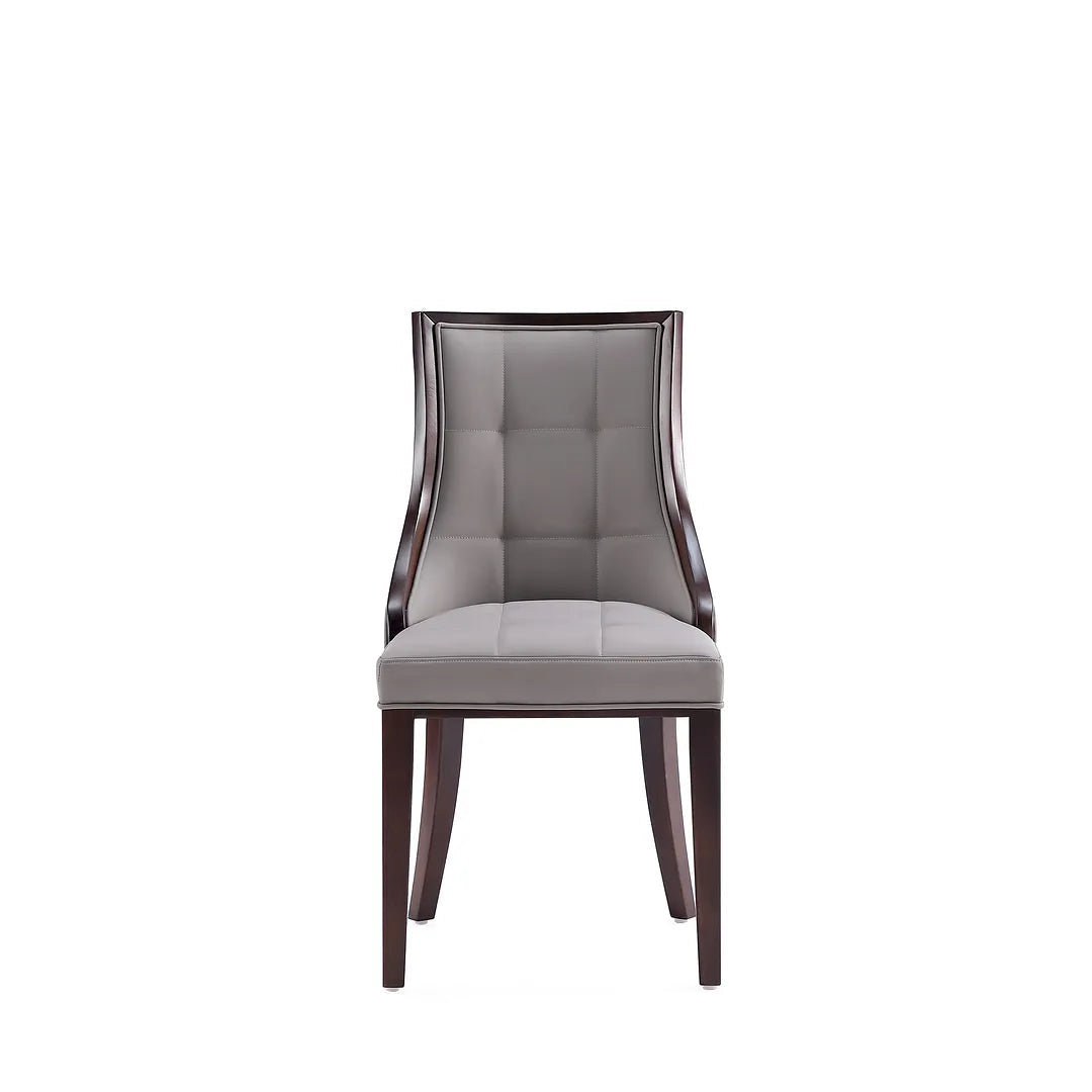 Manhattan Comfort Fifth Avenue Faux Leather Gray & Walnut Dining Chairs In A Set Of 4