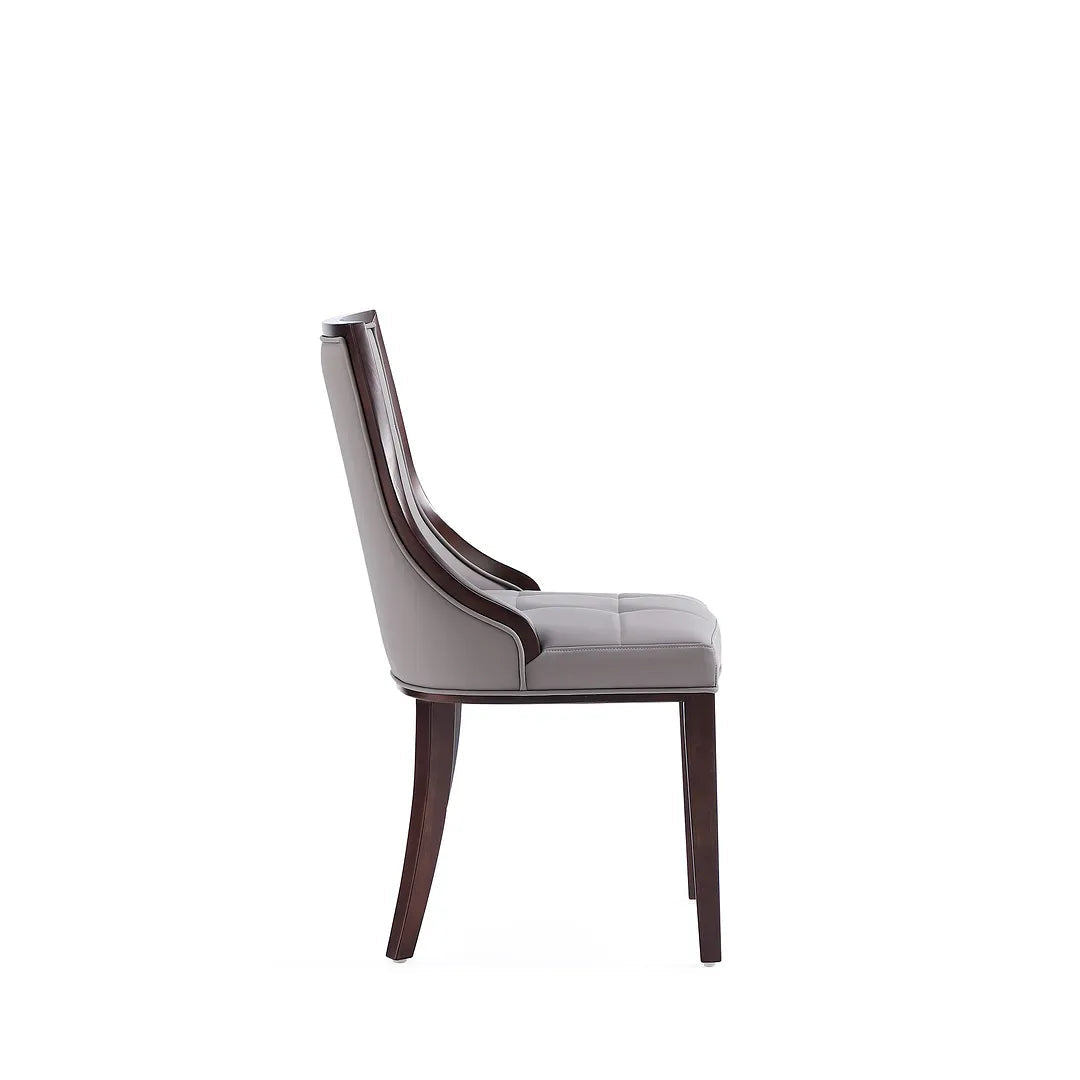 Manhattan Comfort Fifth Avenue Faux Leather Gray & Walnut Dining Chairs In A Set Of 4