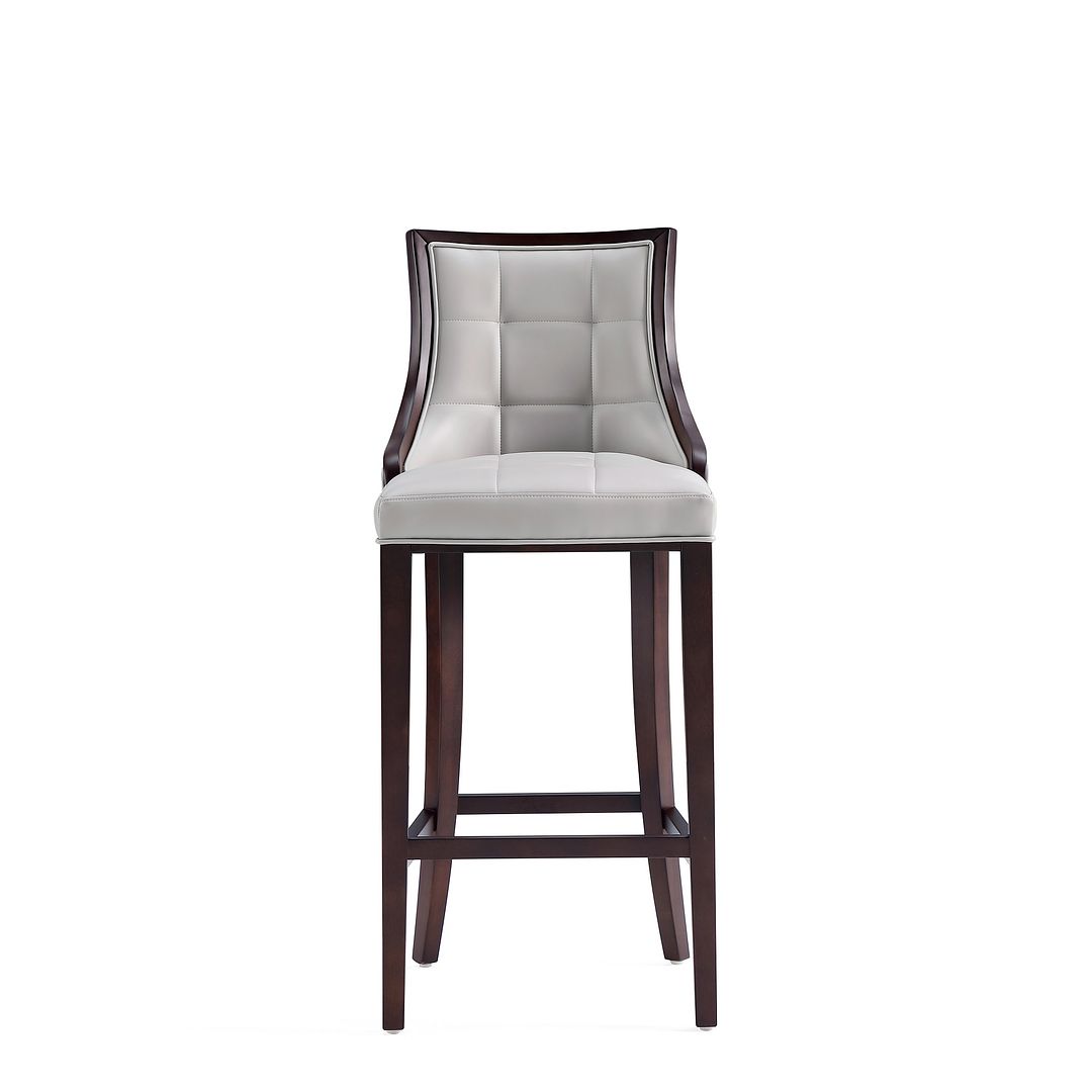 Manhattan Comfort Fifth Avenue Faux Leather Light Gray Barstools In A Set Of 2