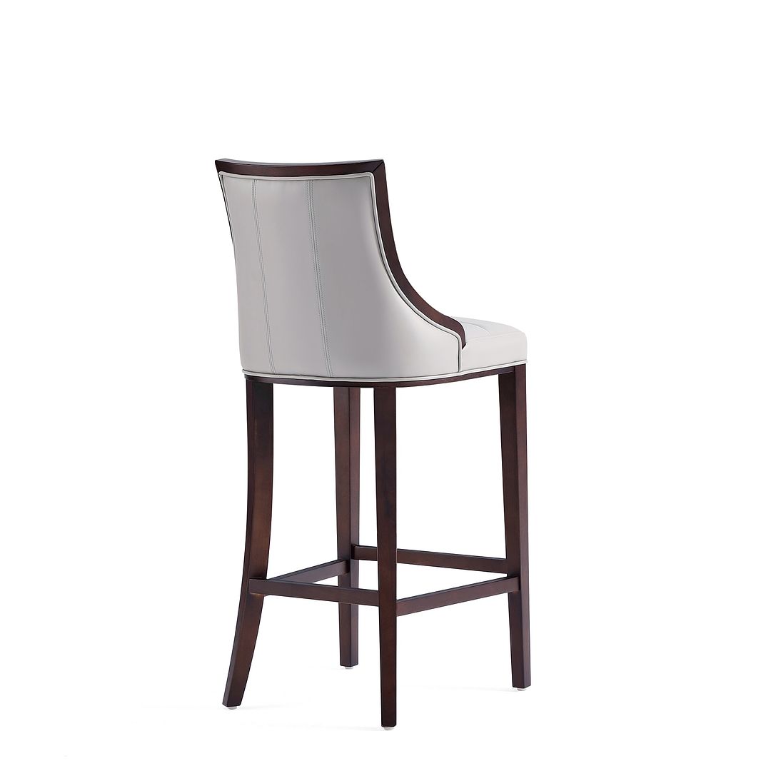 Manhattan Comfort Fifth Avenue Faux Leather Light Gray Barstools In A Set Of 2
