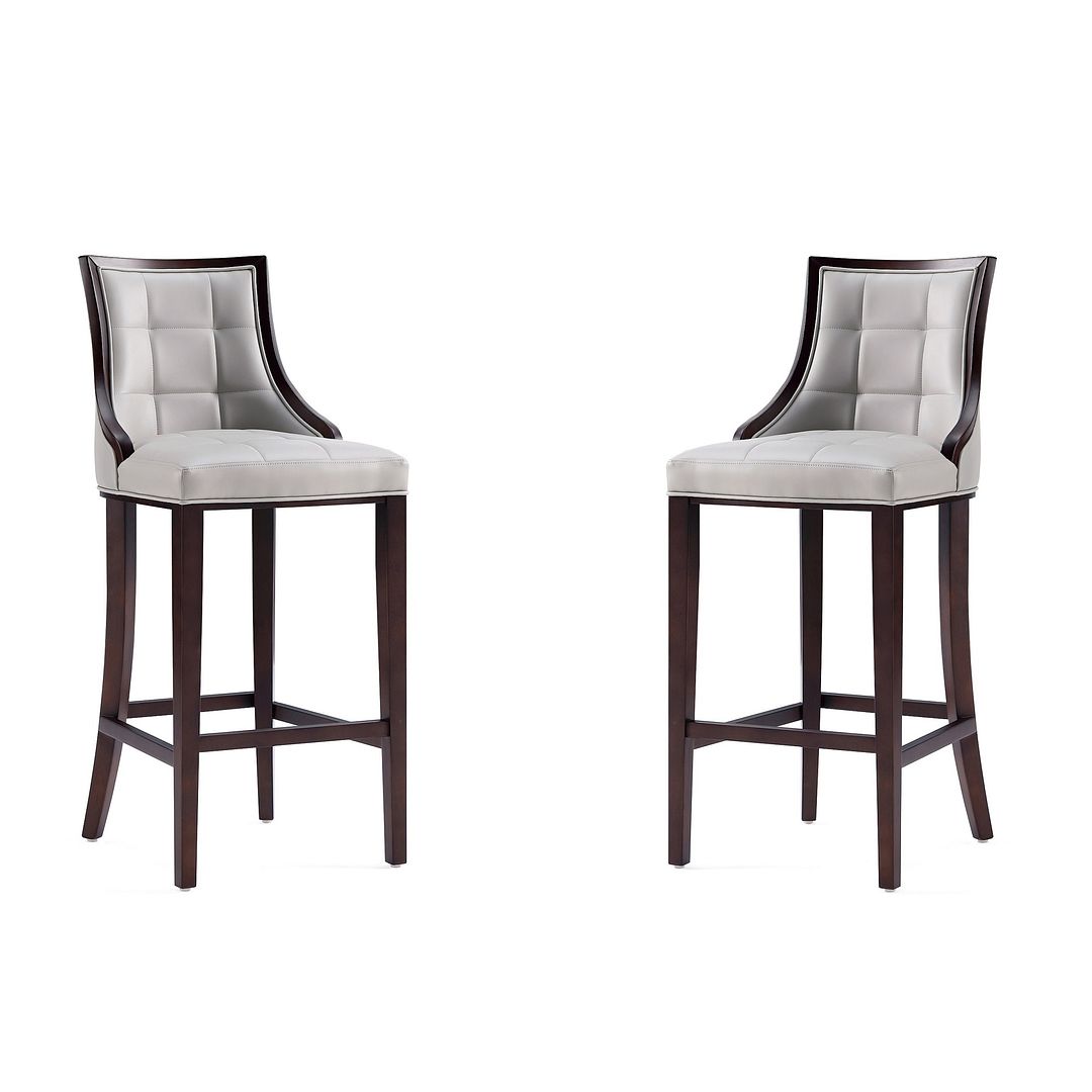 Manhattan Comfort Fifth Avenue Faux Leather Light Gray Barstools In A Set Of 2