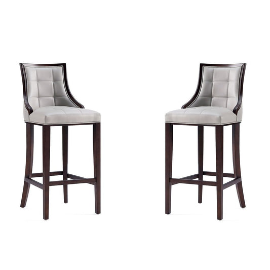 Manhattan Comfort Fifth Avenue Faux Leather Light Gray Barstools In A Set Of 2