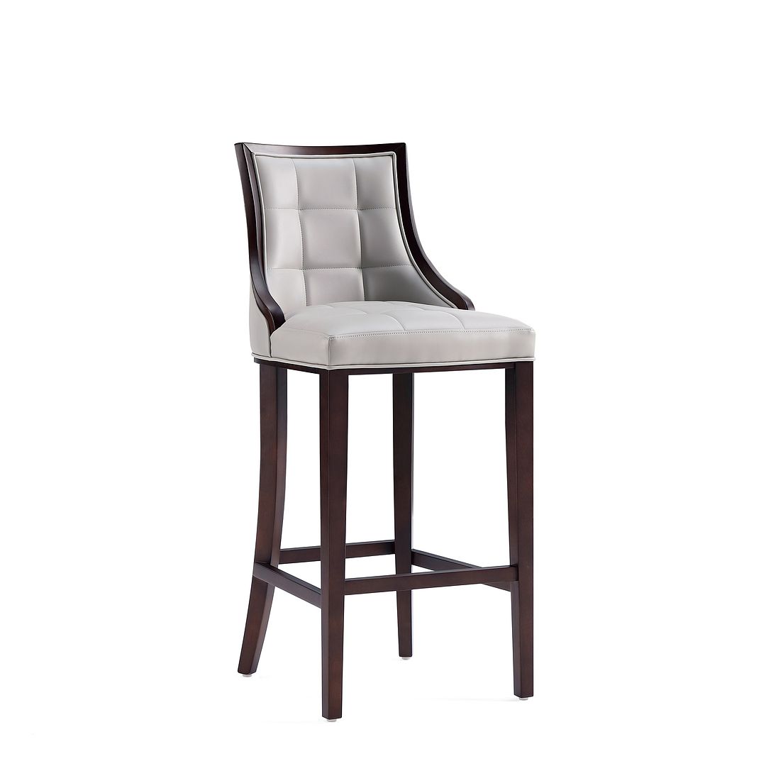 Manhattan Comfort Fifth Avenue Faux Leather Light Gray Barstools In A Set Of 3