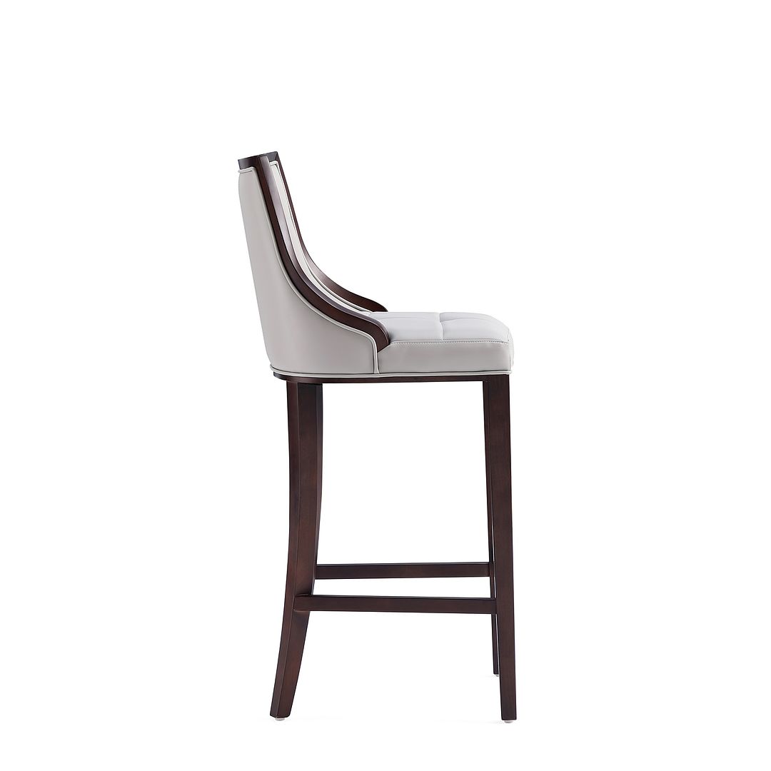 Manhattan Comfort Fifth Avenue Faux Leather Light Gray Barstools In A Set Of 3
