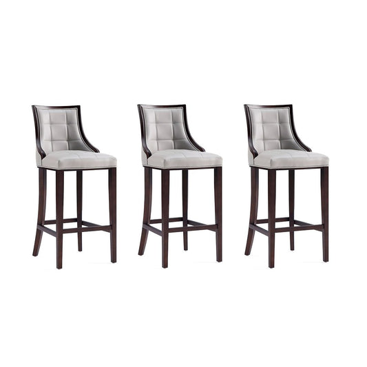 Manhattan Comfort Fifth Avenue Faux Leather Light Gray Barstools In A Set Of 3