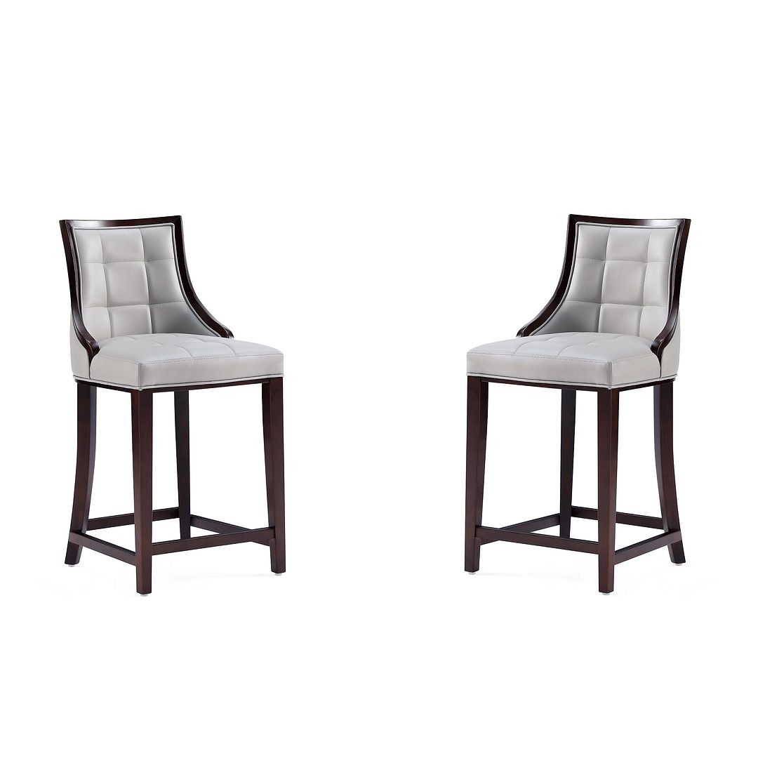 Manhattan Comfort Fifth Avenue Faux Leather Light Gray Counter Stool In A Set Of 2