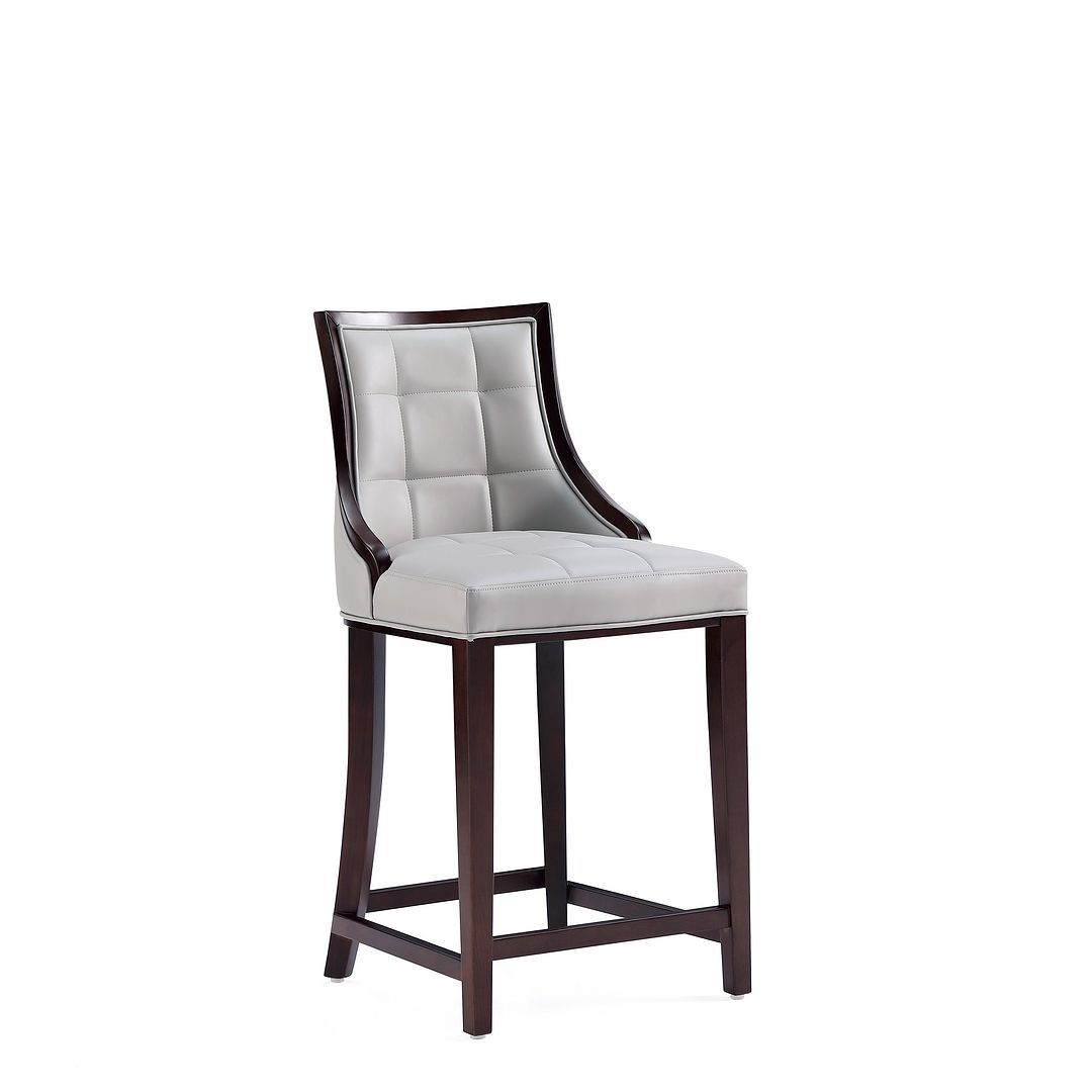 Manhattan Comfort Fifth Avenue Faux Leather Light Gray Counter Stool In A Set Of 3