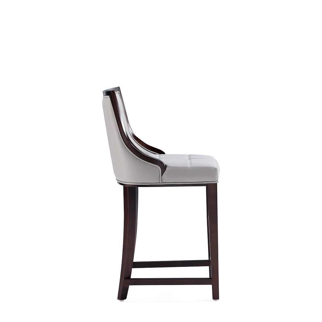 Manhattan Comfort Fifth Avenue Faux Leather Light Gray Counter Stool In A Set Of 3