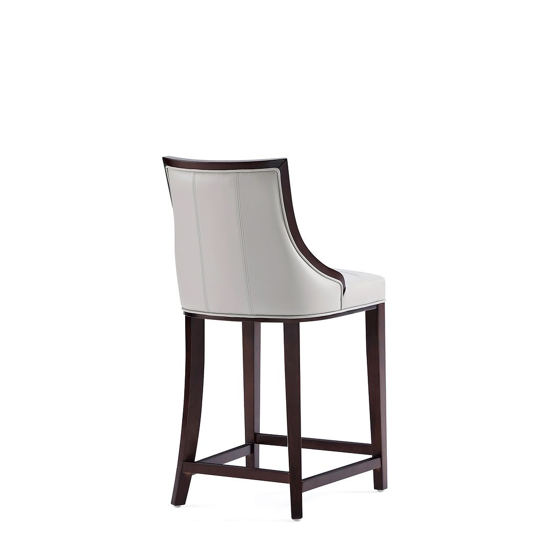Manhattan Comfort Fifth Avenue Faux Leather Light Gray Counter Stool In A Set Of 3