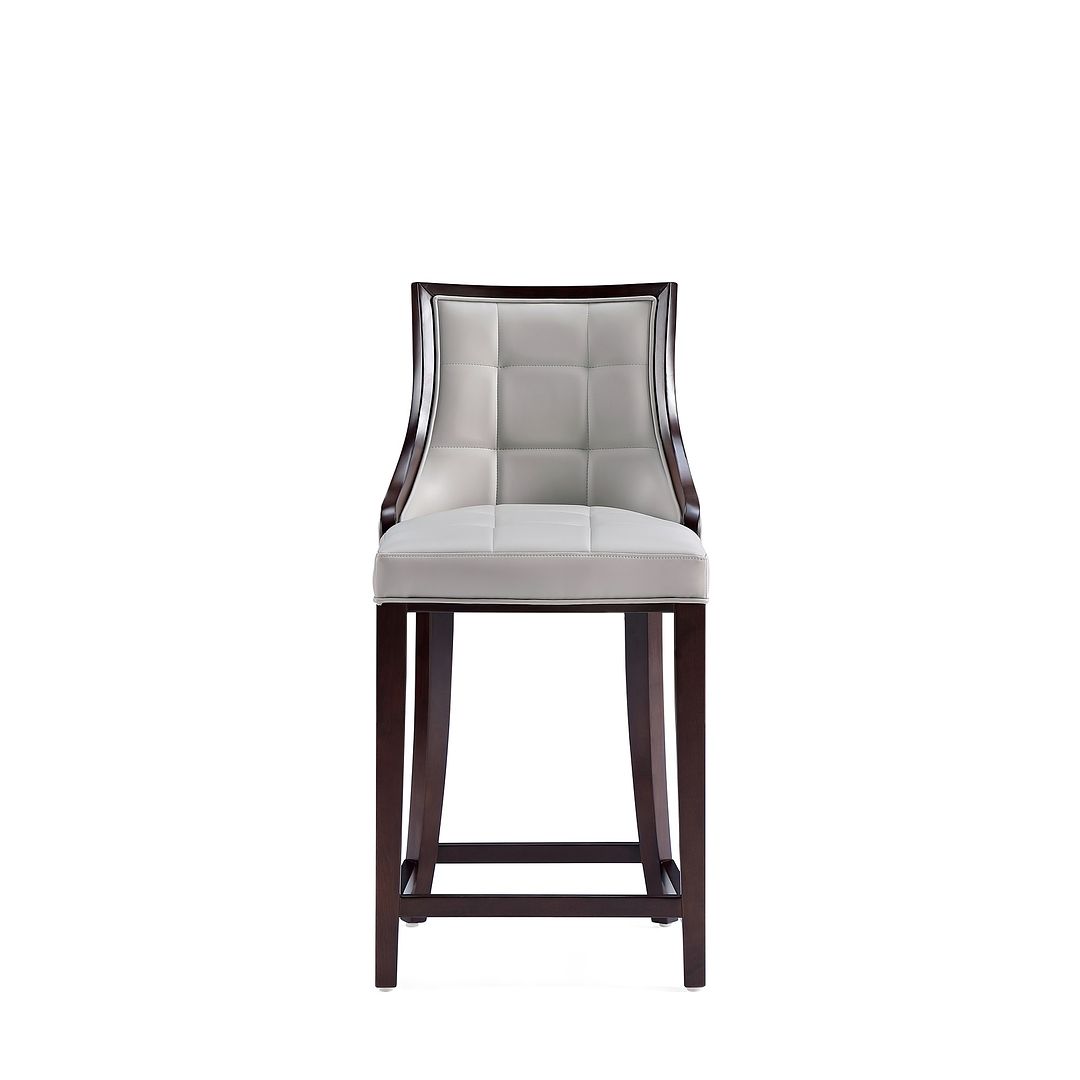 Manhattan Comfort Fifth Avenue Faux Leather Light Gray Counter Stool In A Set Of 3