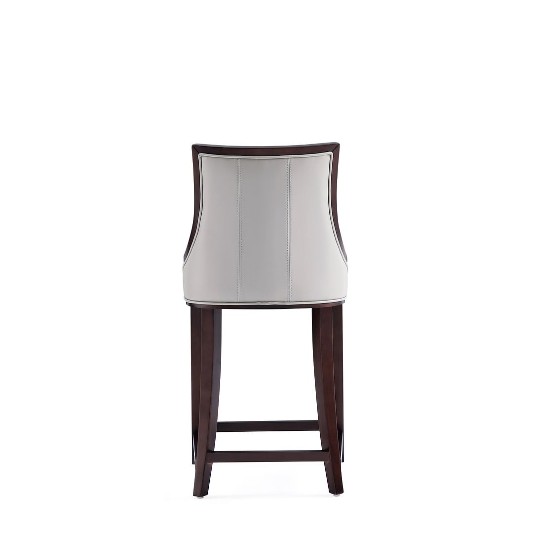 Manhattan Comfort Fifth Avenue Faux Leather Light Gray Counter Stool In A Set Of 3