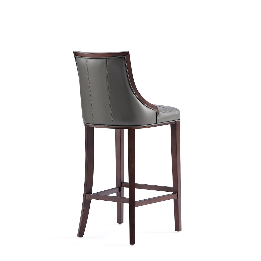 Manhattan Comfort Fifth Avenue Faux Leather Pebble Gray Barstools In A Set Of 2