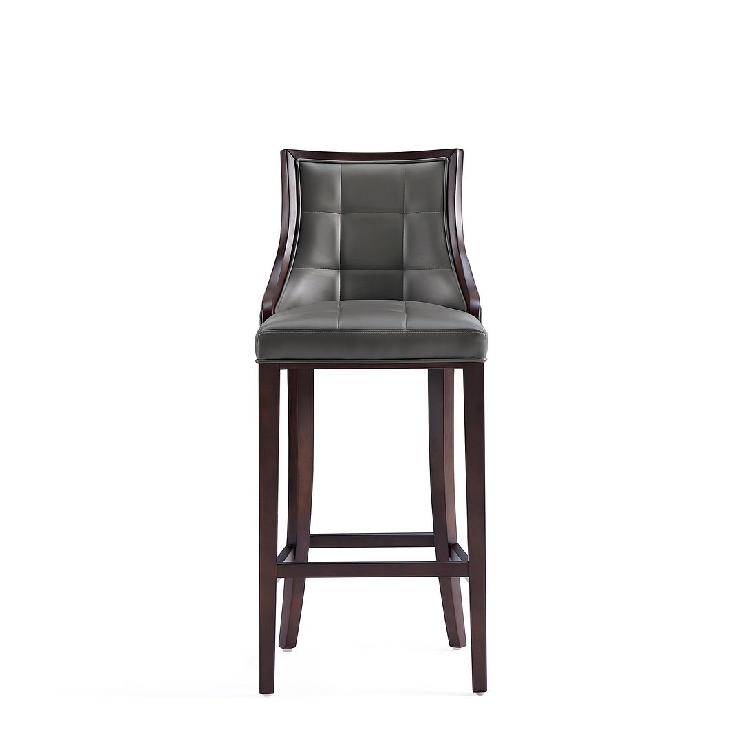 Manhattan Comfort Fifth Avenue Faux Leather Pebble Gray Barstools In A Set Of 2