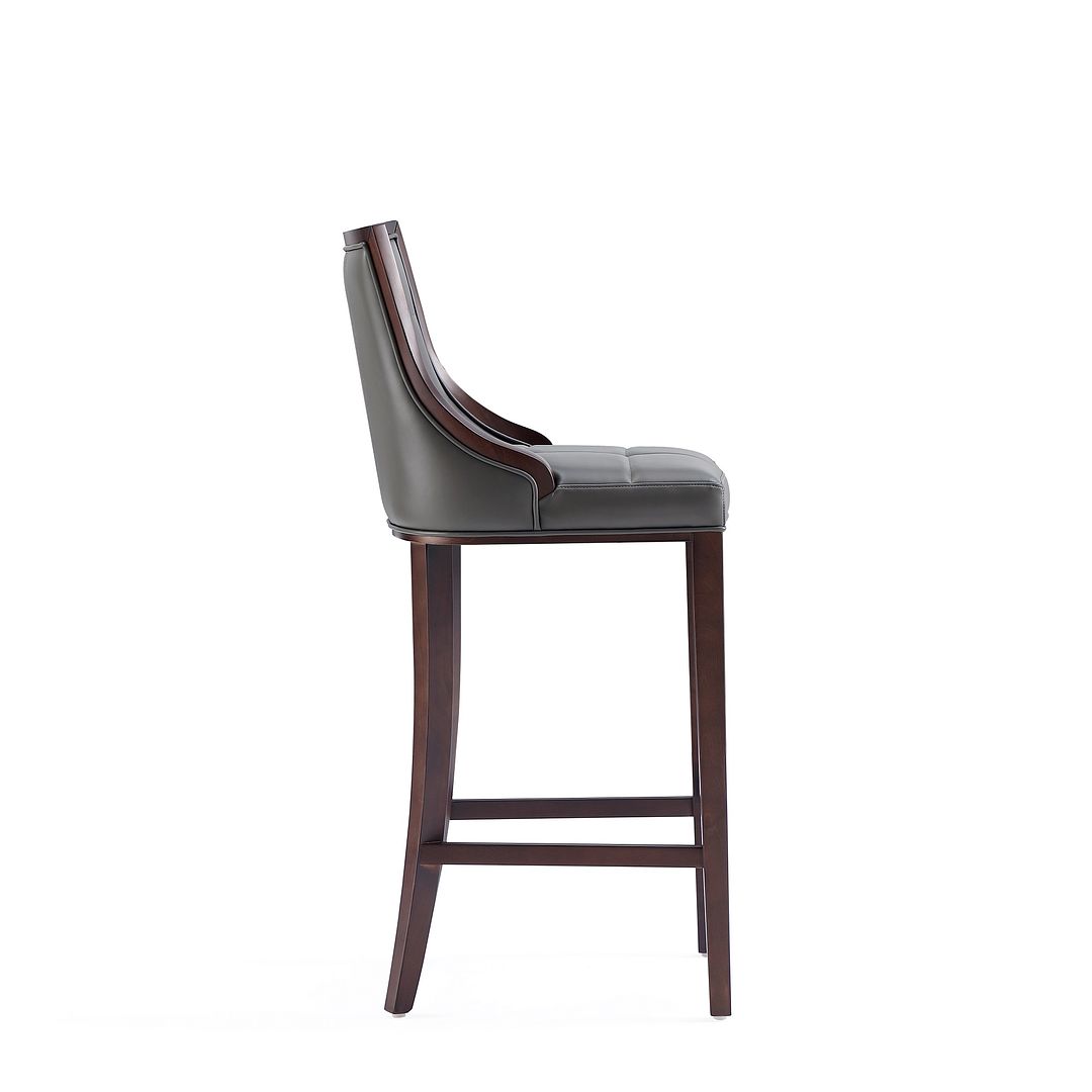 Manhattan Comfort Fifth Avenue Faux Leather Pebble Gray Barstools In A Set Of 3
