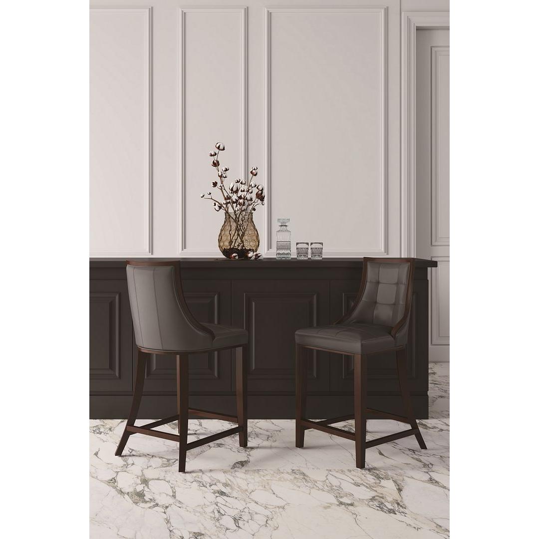 Manhattan Comfort Fifth Avenue Faux Leather Pebble Gray Counter Stool In A Set Of 2