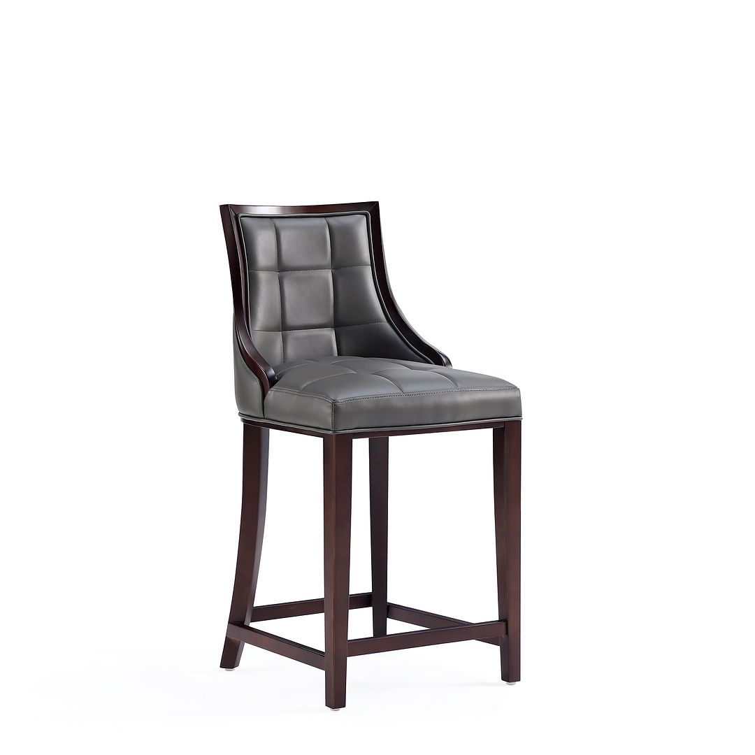 Manhattan Comfort Fifth Avenue Faux Leather Pebble Gray Counter Stool In A Set Of 2
