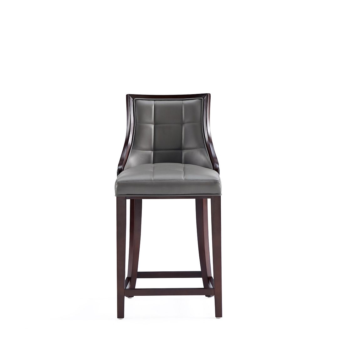 Manhattan Comfort Fifth Avenue Faux Leather Pebble Gray Counter Stool In A Set Of 2