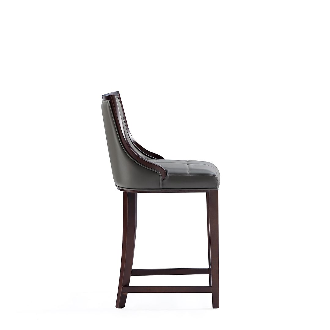 Manhattan Comfort Fifth Avenue Faux Leather Pebble Gray Counter Stool In A Set Of 2