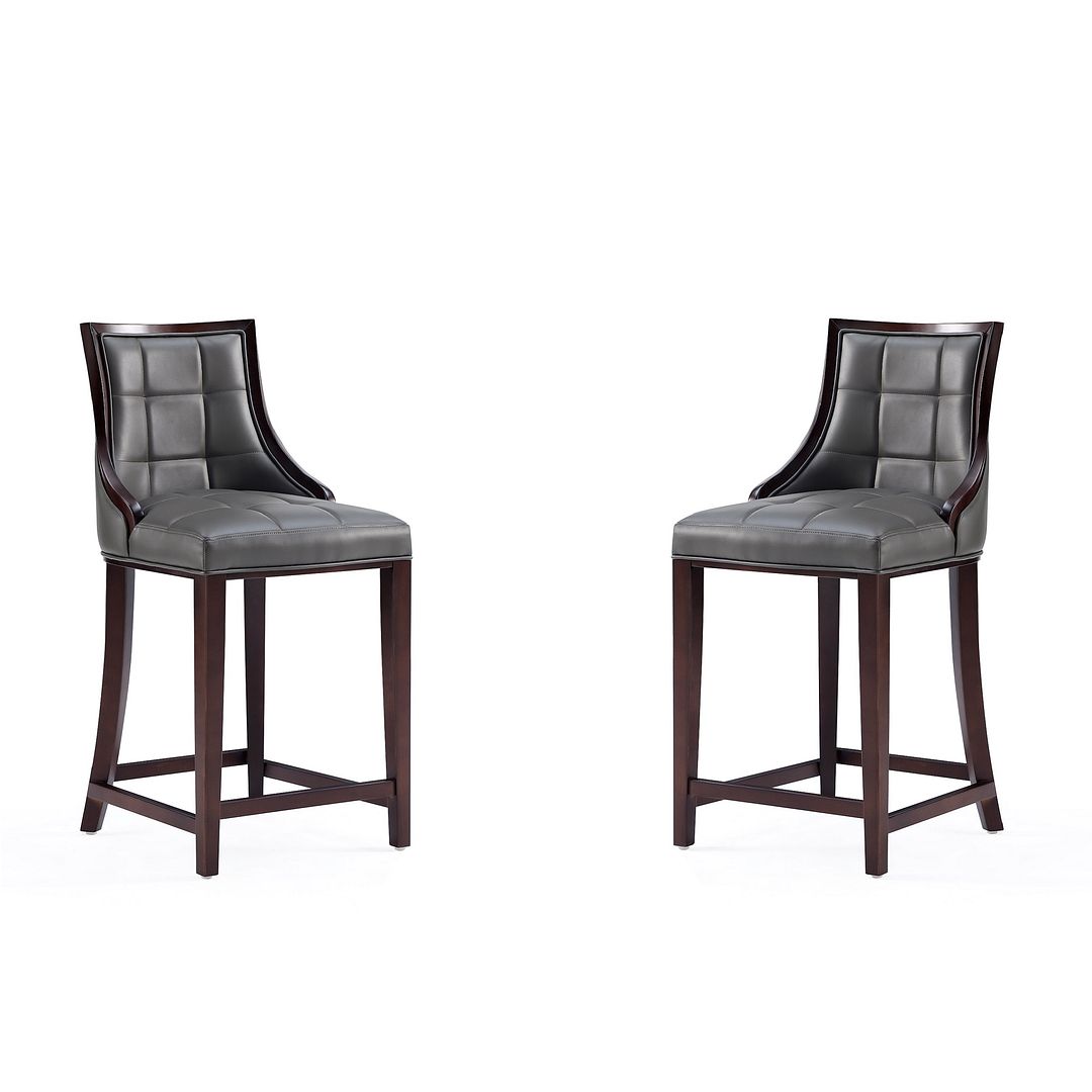 Manhattan Comfort Fifth Avenue Faux Leather Pebble Gray Counter Stool In A Set Of 2