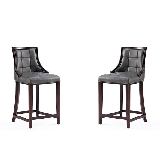 Manhattan Comfort Fifth Avenue Faux Leather Pebble Gray Counter Stool In A Set Of 2