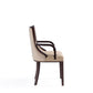 Manhattan Comfort Fifth Avenue Faux Leather Tan & Walnut Dining Armchair In A Set Of 2