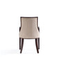 Manhattan Comfort Fifth Avenue Faux Leather Tan & Walnut Dining Armchair In A Set Of 2