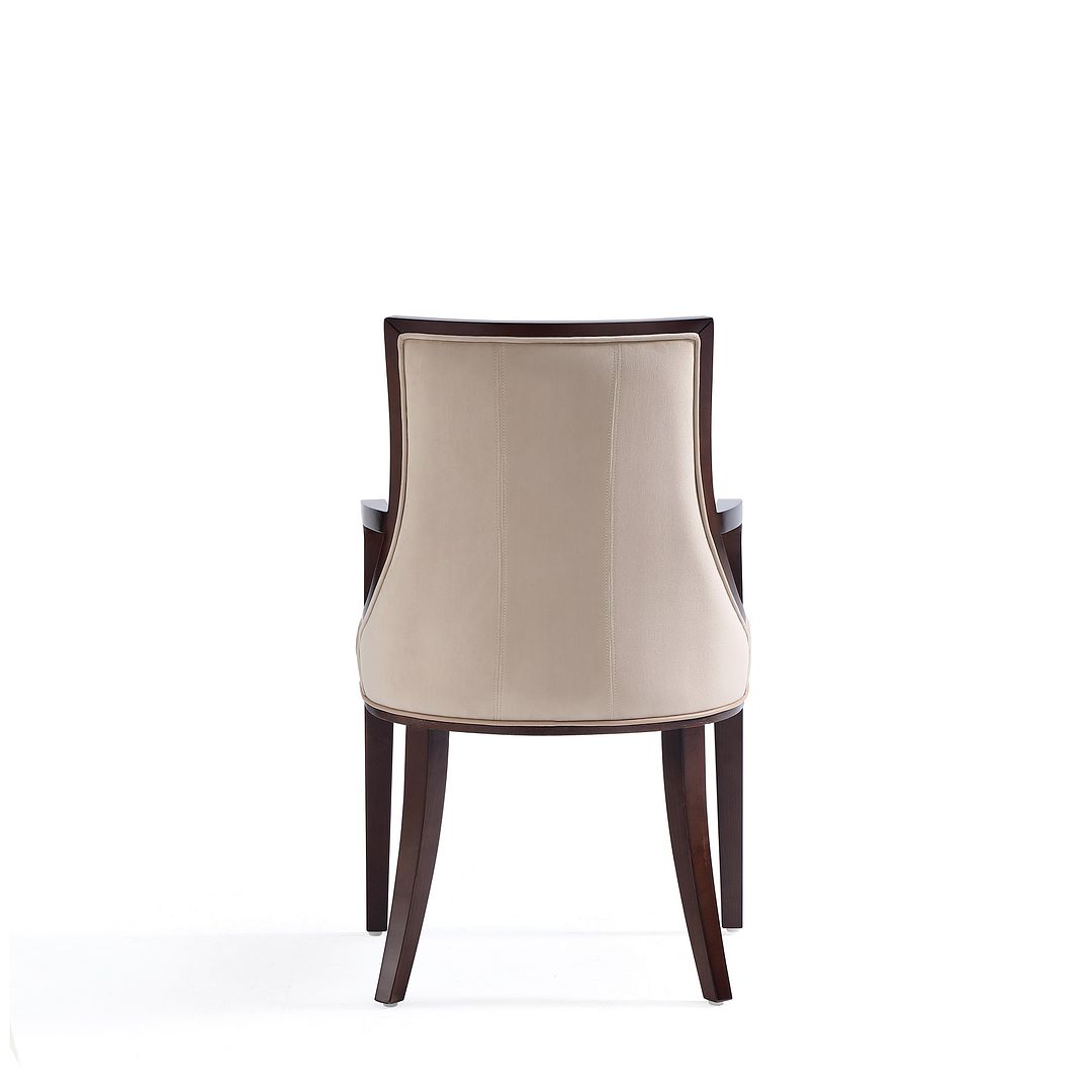 Manhattan Comfort Fifth Avenue Faux Leather Tan & Walnut Dining Armchair In A Set Of 2