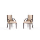 Manhattan Comfort Fifth Avenue Faux Leather Tan & Walnut Dining Armchair In A Set Of 2