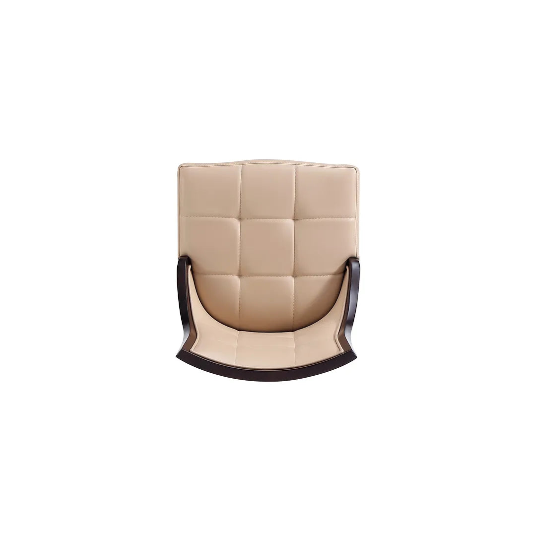 Manhattan Comfort Fifth Avenue Faux Leather Tan & Walnut Dining Chairs In A Set Of 2