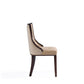 Manhattan Comfort Fifth Avenue Faux Leather Tan & Walnut Dining Chairs In A Set Of 4