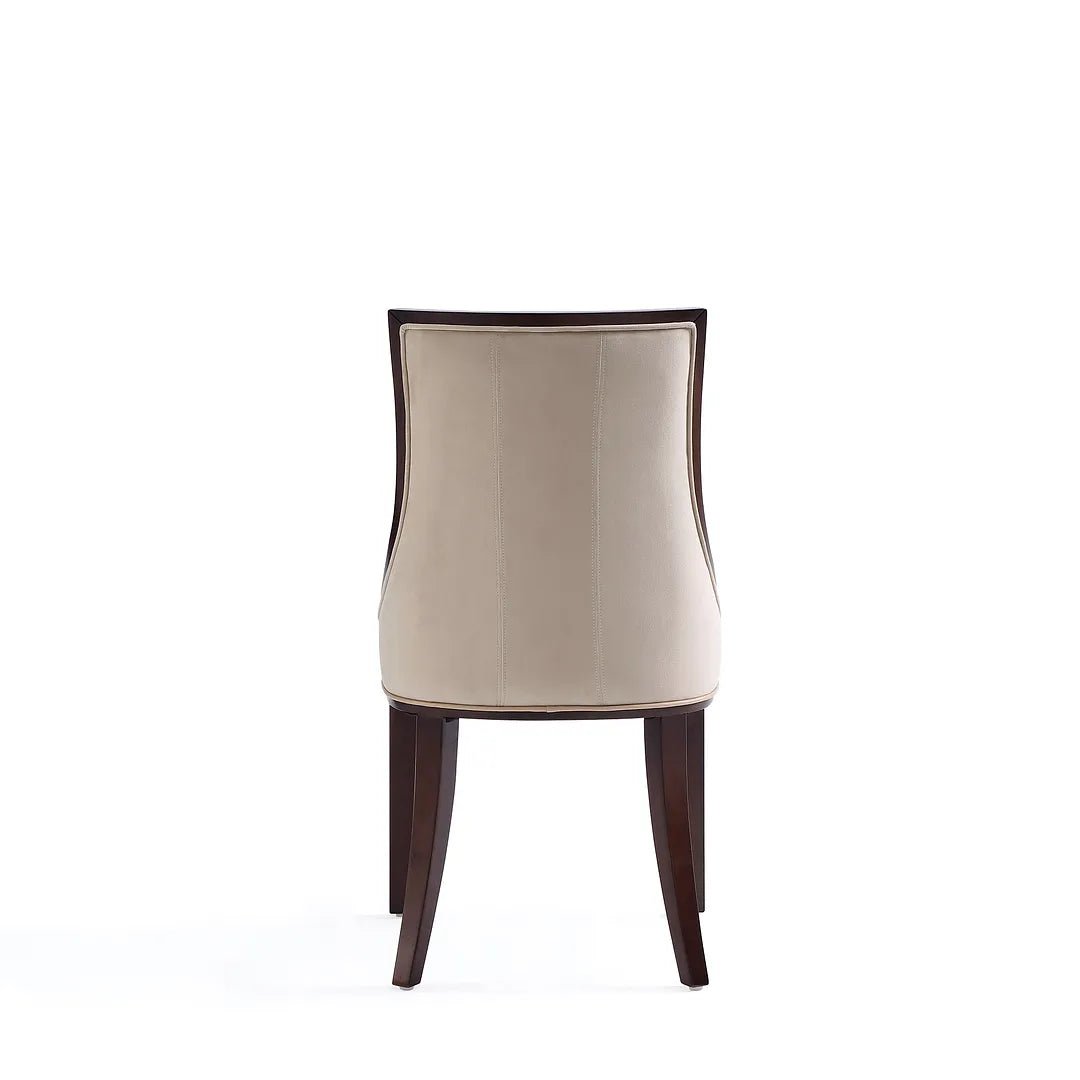 Manhattan Comfort Fifth Avenue Faux Leather Tan & Walnut Dining Chairs In A Set Of 4