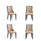 Manhattan Comfort Fifth Avenue Faux Leather Tan & Walnut Dining Chairs In A Set Of 4